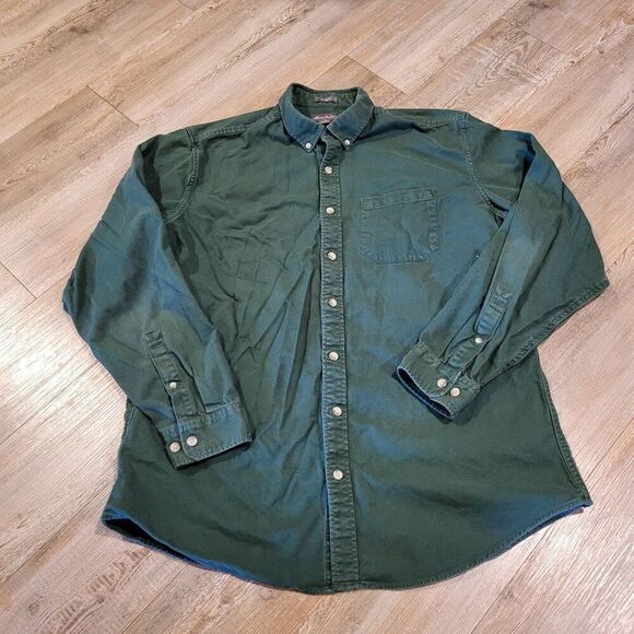 Eddie Bauer Relaxed Fit Button Up Heavy Weight Flannel Shirt Men Size Large Tall - Picture 6 of 9